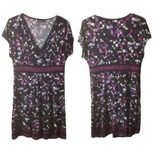 Apt 9 Large Geometric Pattern Purple Black Dress
